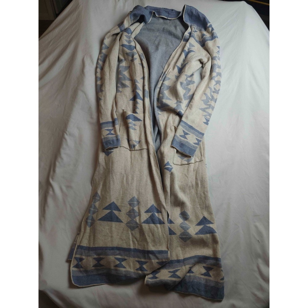 Ruby Moon Duster Cardigan Womens L Blue Southwestern Boho Festival Layering